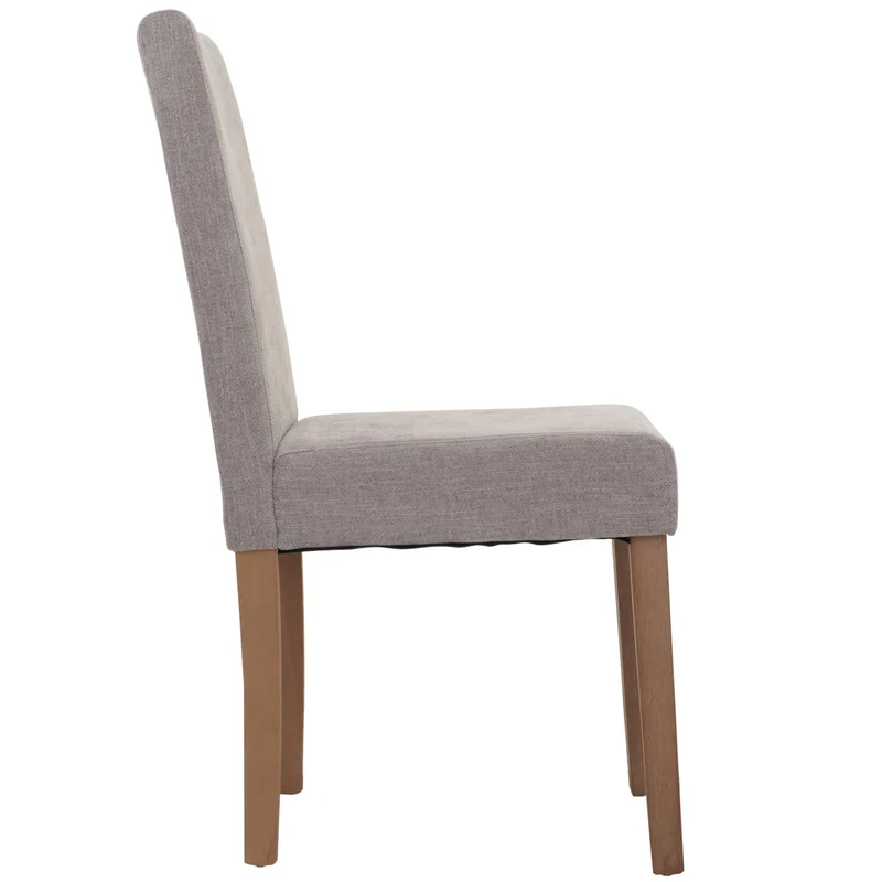 Lot de 6 chaises de salle à manger dossier haut tissu chenille gris clair bois massif naturel 04_0007636