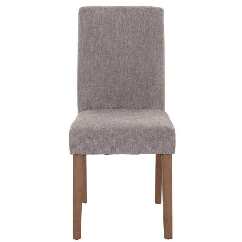 Lot de 4 chaises de salle à manger dossier haut tissu chenille gris clair bois massif naturel 04_0007516