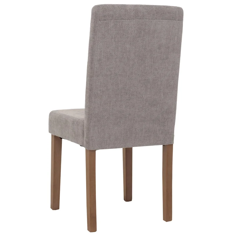 Lot de 4 chaises de salle à manger dossier haut tissu chenille gris clair bois massif naturel 04_0007516
