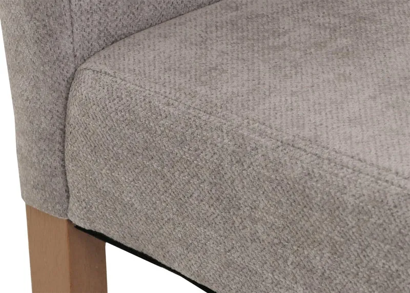 Lot de 4 chaises de salle à manger dossier haut tissu chenille gris clair bois massif naturel 04_0007516