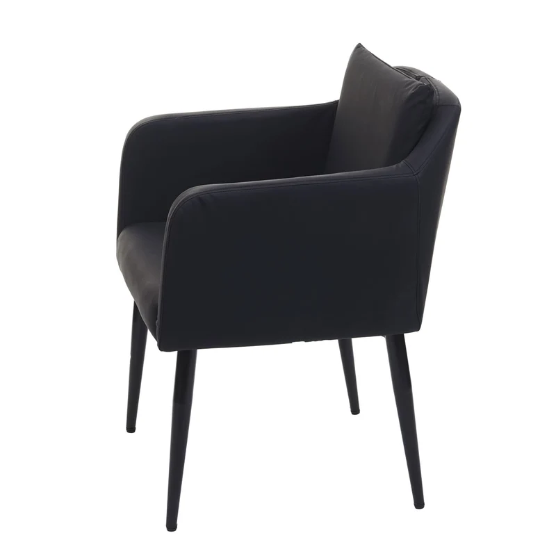 Lot de 2 chaises de salle à manger avec accoudoirs similicuir noir métal noir 04_0007357
