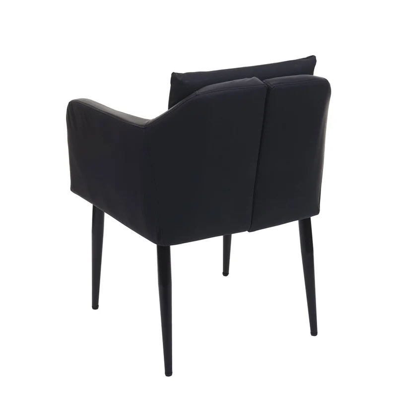 Lot de 2 chaises de salle à manger avec accoudoirs similicuir noir métal noir 04_0007357