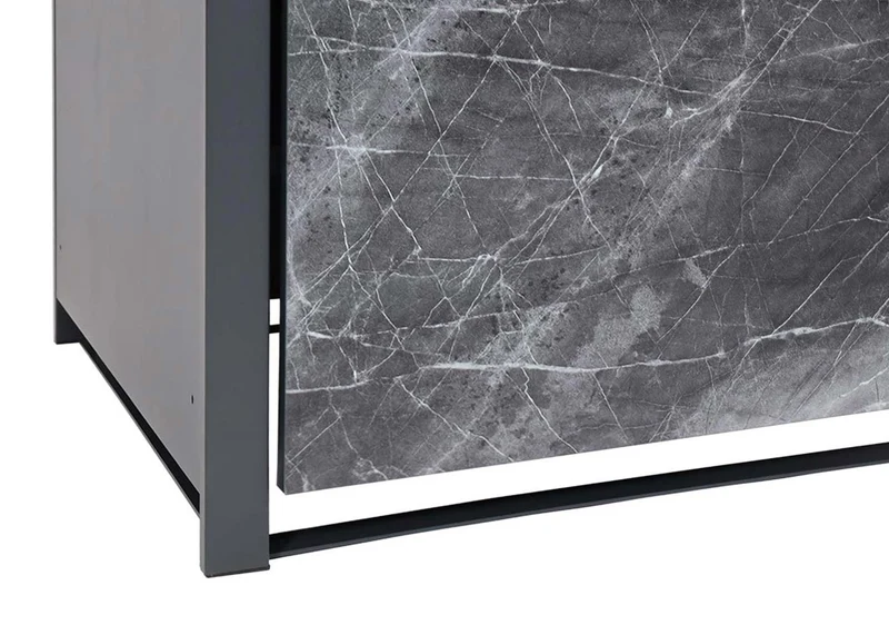 Cache poubelles 4 bacs extensible avec fermeture à clé et code 117x264x80 cm métal anthracite effet marbre foncé 04_0007000