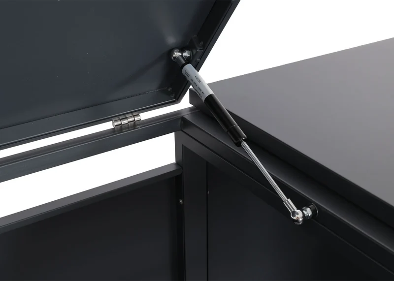 Cache poubelles 2 bacs extensible avec fermeture à clé et code 117x132x80 cm métal anthracite et doré 04_0006996