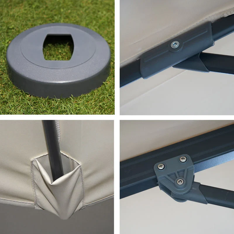 Parasol déporté rond 4 m inclinable orientable 360 degrés avec base à remplir incluse polyester crème et aluminium 04_0011264