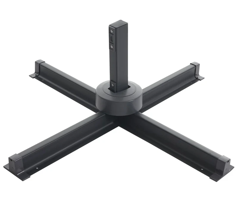 Parasol déporté rond 4 m inclinable orientable 360 degrés avec base à remplir incluse polyester crème et aluminium 04_0011264
