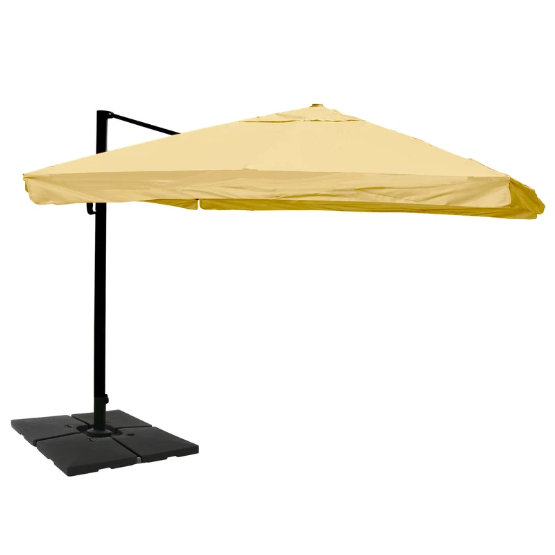 Parasol déporté orientable 360° inclinable 3x4 m diamètre 5 m avec pied croisillon et platine rotative inclus aluminium acier polyester crème anthracite 04_0011269