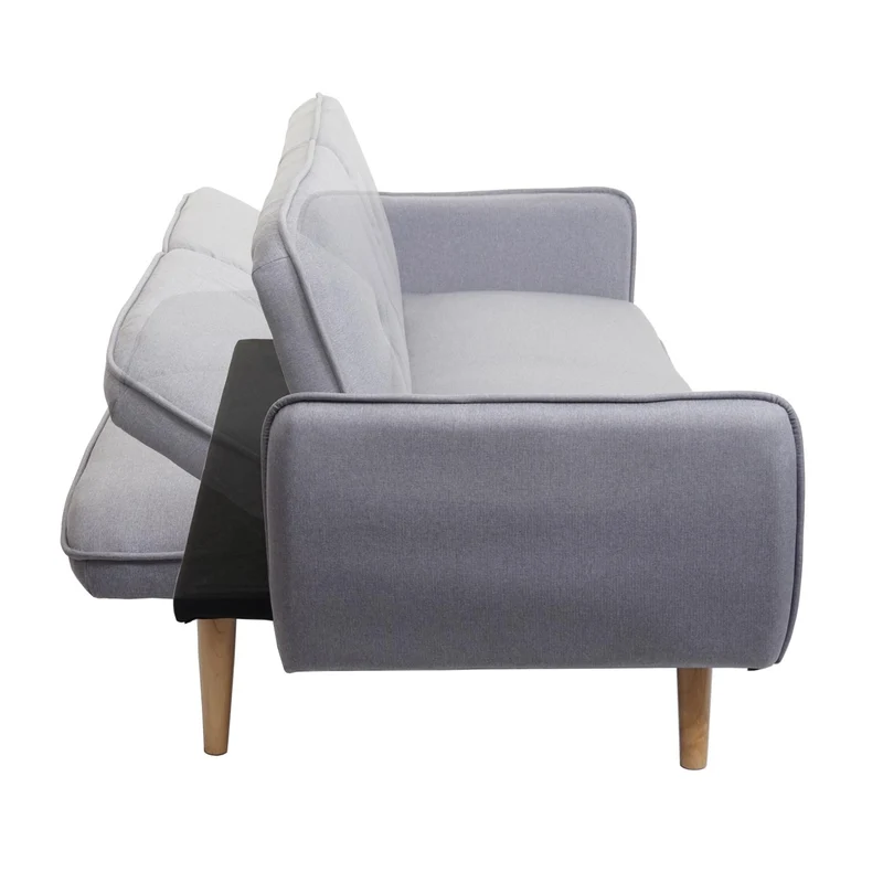 Canapé convertible 3 places avec dossier réglable 185 cm tissu polyester gris 04_0010692