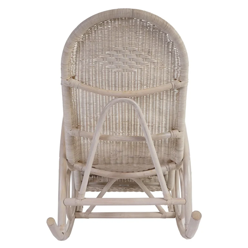 Fauteuil à bascule en rotin avec coussin épais 101x58x115 cm rotin blanc coussin vert 04_0011394