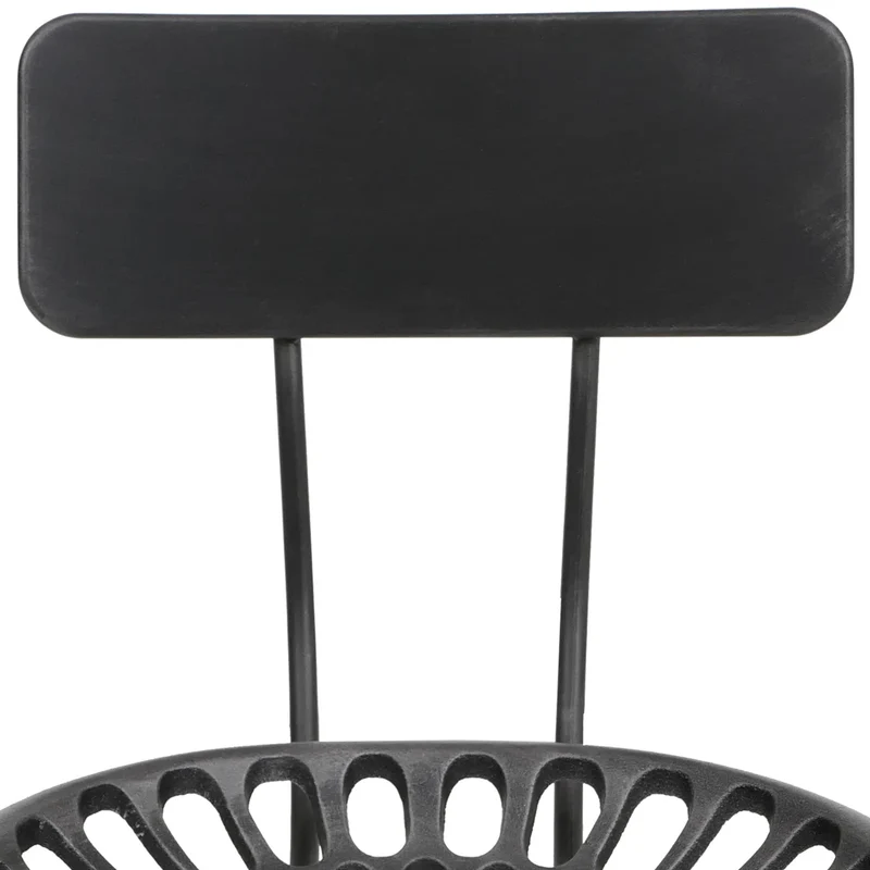 Tabouret de bar industriel réglable pivotant avec dossier repose pieds métal noir et argent 04_0009263