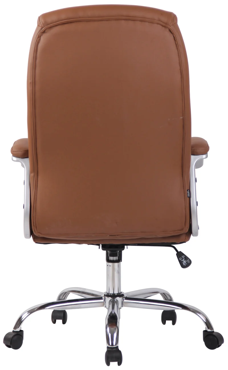 Fauteuil de bureau XXL jusqu’à 210 kg réglable en hauteur et pivotant PVC marron clair et métal chromé 10_0002391