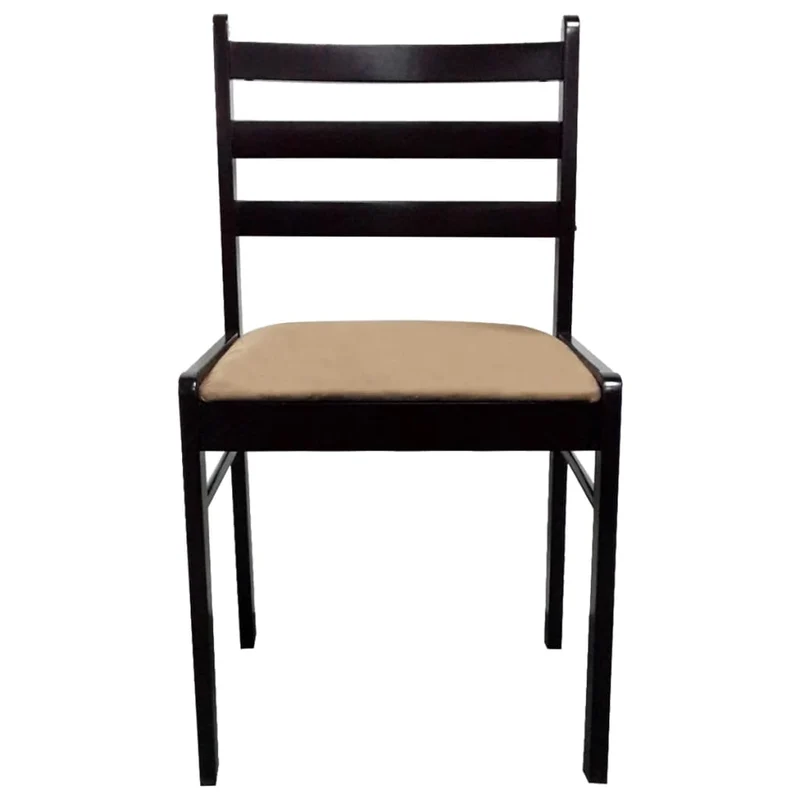 Lot de 2 chaises de salle à manger cuisine marron Hévéa solide et velours CDS020700