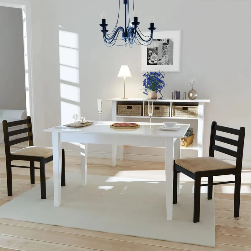 Lot de 2 chaises de salle à manger cuisine marron Hévéa solide et velours CDS020700