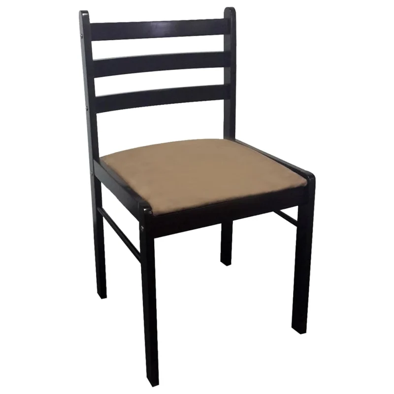 Lot de 2 chaises de salle à manger cuisine marron Hévéa solide et velours CDS020700