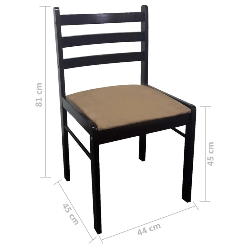 Lot de 2 chaises de salle à manger cuisine marron Hévéa solide et velours CDS020700
