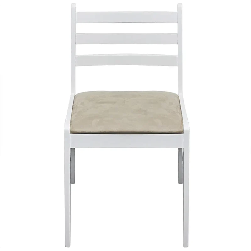 Lot de 2 chaises de salle à manger cuisine design classique hévéa solide et velours blanc CDS020170