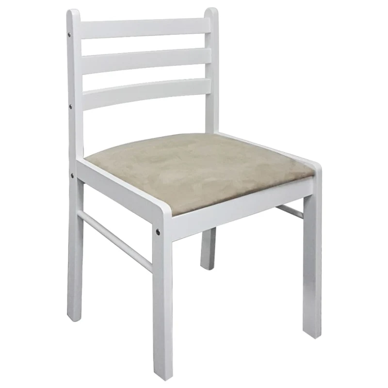 Lot de 2 chaises de salle à manger cuisine design classique hévéa solide et velours blanc CDS020170