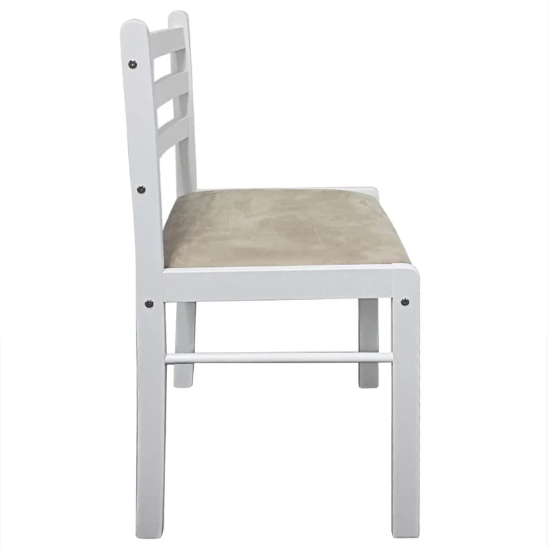 Lot de 2 chaises de salle à manger cuisine design classique hévéa solide et velours blanc CDS020170
