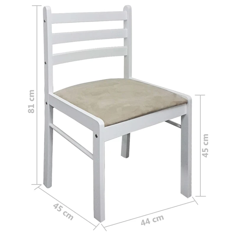 Lot de 2 chaises de salle à manger cuisine design classique hévéa solide et velours blanc CDS020170
