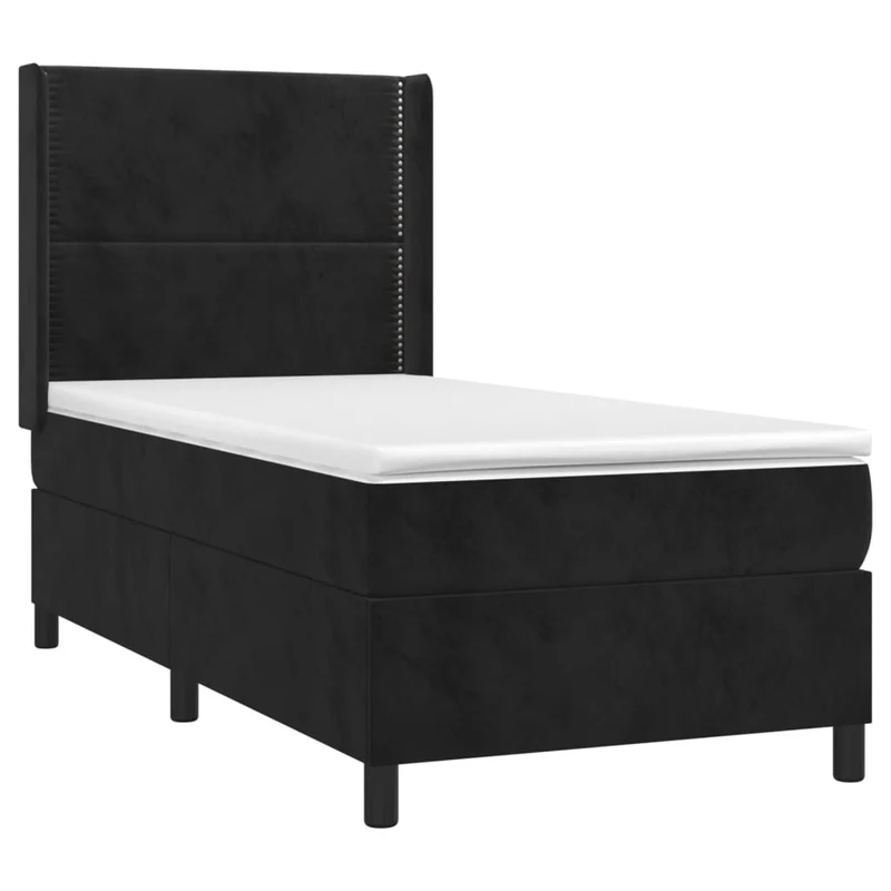 Cadre de lit LED avec sommier tête de lit matelas 100x200 cm tissu velours noir TDL0209323