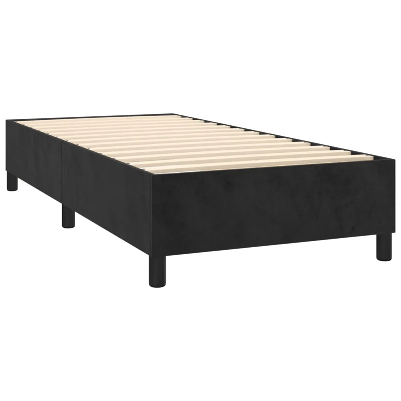 Cadre de lit LED avec sommier tête de lit matelas 100x200 cm tissu velours noir TDL0209318