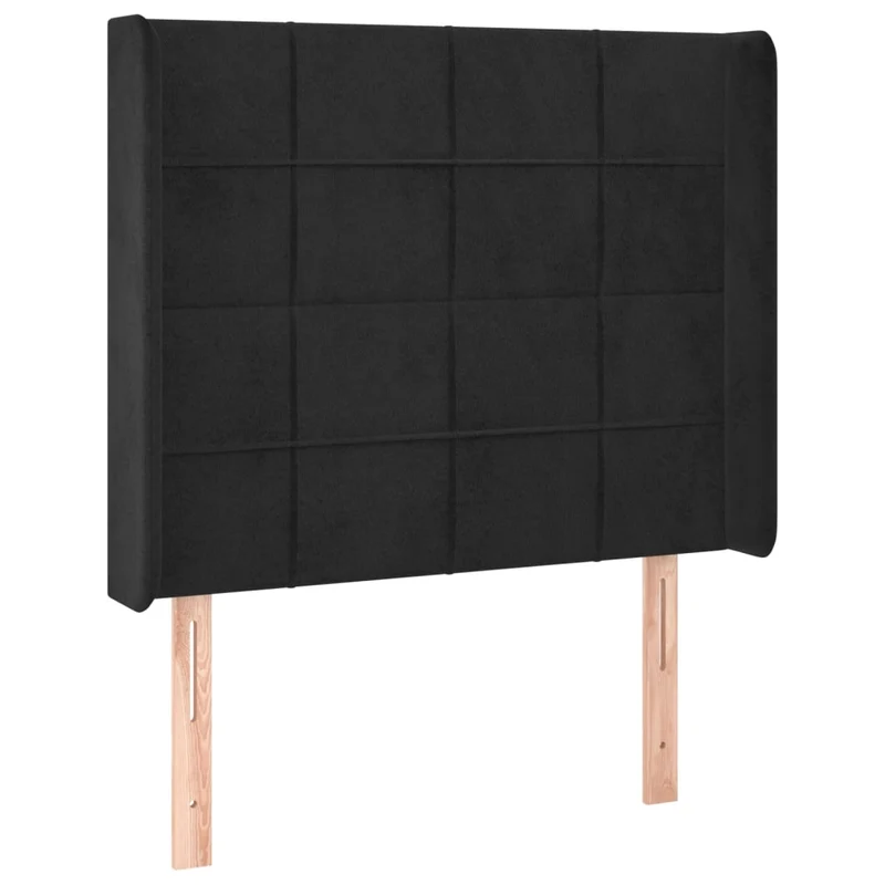 Cadre de lit LED avec sommier tête de lit matelas 100x200 cm tissu velours noir TDL0209318