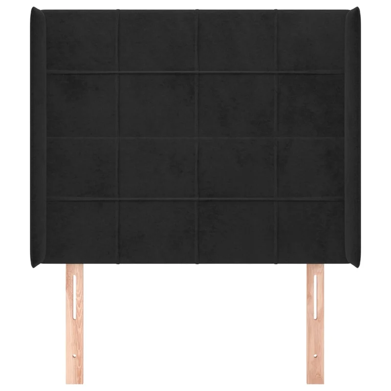 Tête de lit accessoire couchage chambre à coucher meuble avec rebord latéral 103 x 16 x 118/128 cm Tissu velours noir TDL0204626