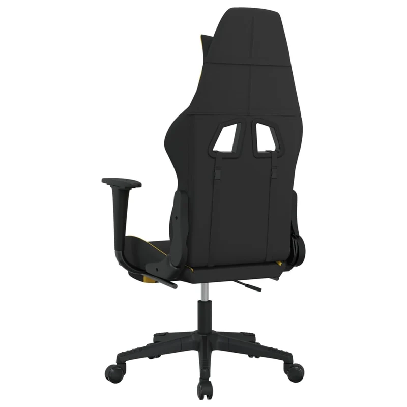 Fauteuil de bureau chaise gaming sur roulettes avec repose-pieds en tissu jaune et noir DEC025782