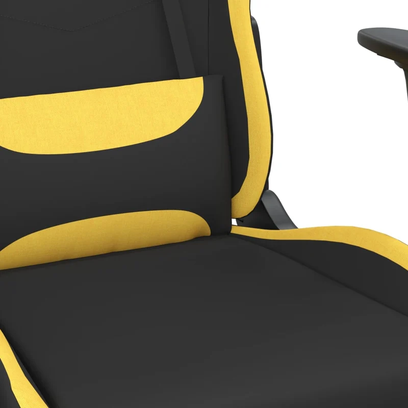 Fauteuil de bureau chaise gaming sur roulettes avec repose-pieds en tissu jaune et noir DEC025782