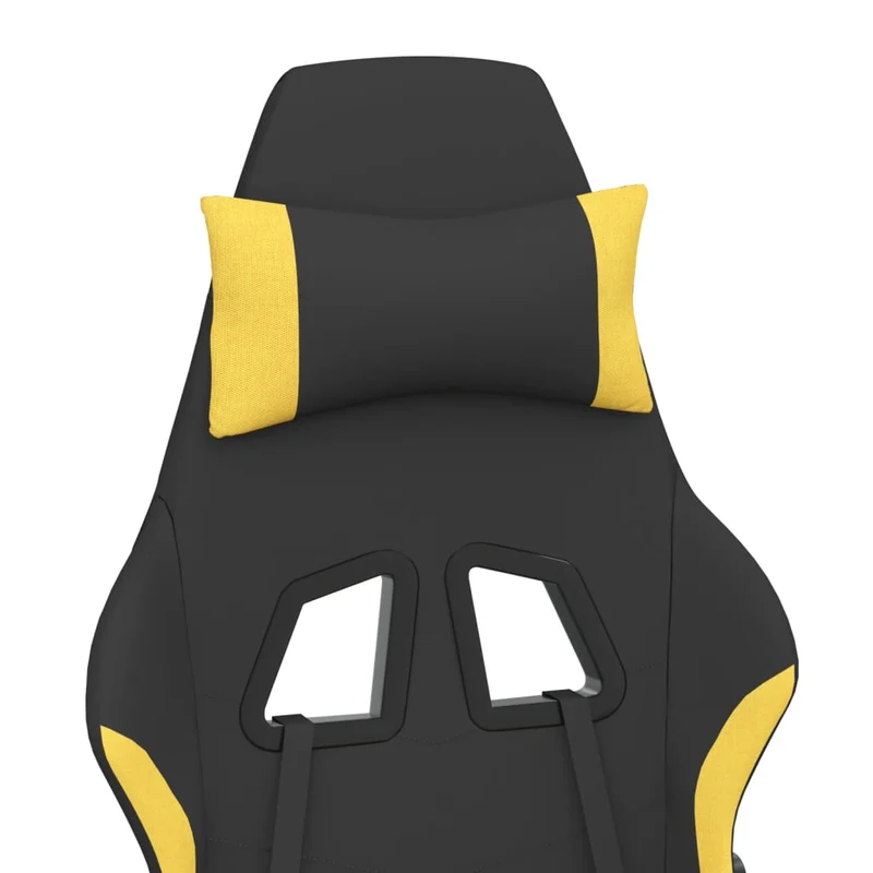 Fauteuil de bureau chaise gaming sur roulettes avec repose-pieds en tissu jaune et noir DEC025782