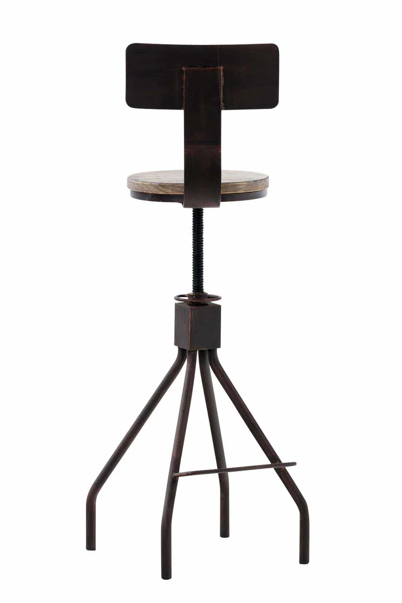 Lot de 2 chaises haute avec repose-pieds avec dossier style industriel – assise bois massif et structure métal bronze 10_0006489