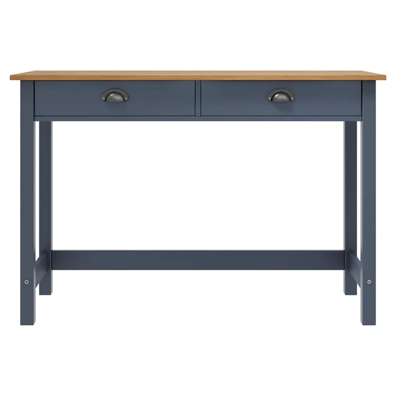 Table d'appoint console d'entrée meuble de salon avec deux tiroirs 110 x 45 x 74 cm pin gris DEC032027