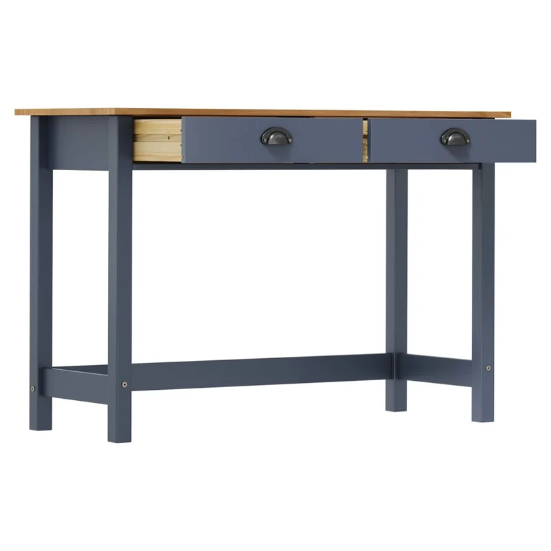 Table d'appoint console d'entrée meuble de salon avec deux tiroirs 110 x 45 x 74 cm pin gris DEC032027