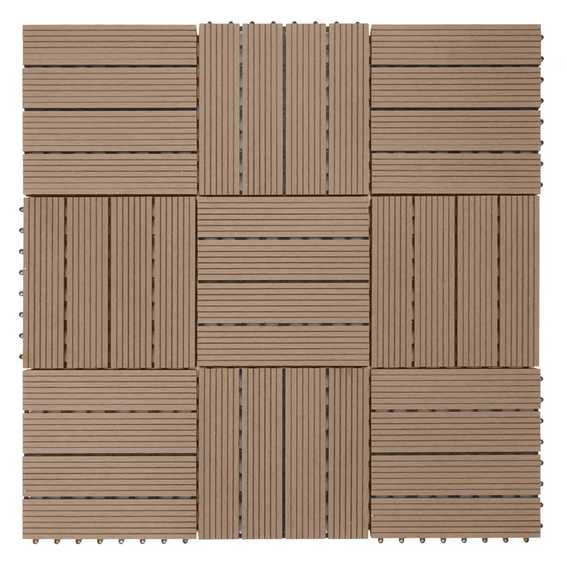 Dalles de terrasse x11 aspect bois en WPC 30x30cm clipsable 1m² balcon jardin extérieur 04_0005500