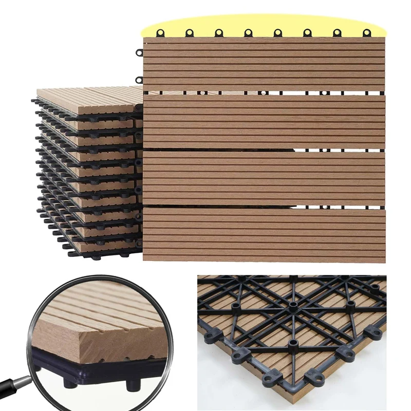 Dalles de terrasse x11 aspect bois en WPC 30x30cm clipsable 1m² balcon jardin extérieur 04_0005500