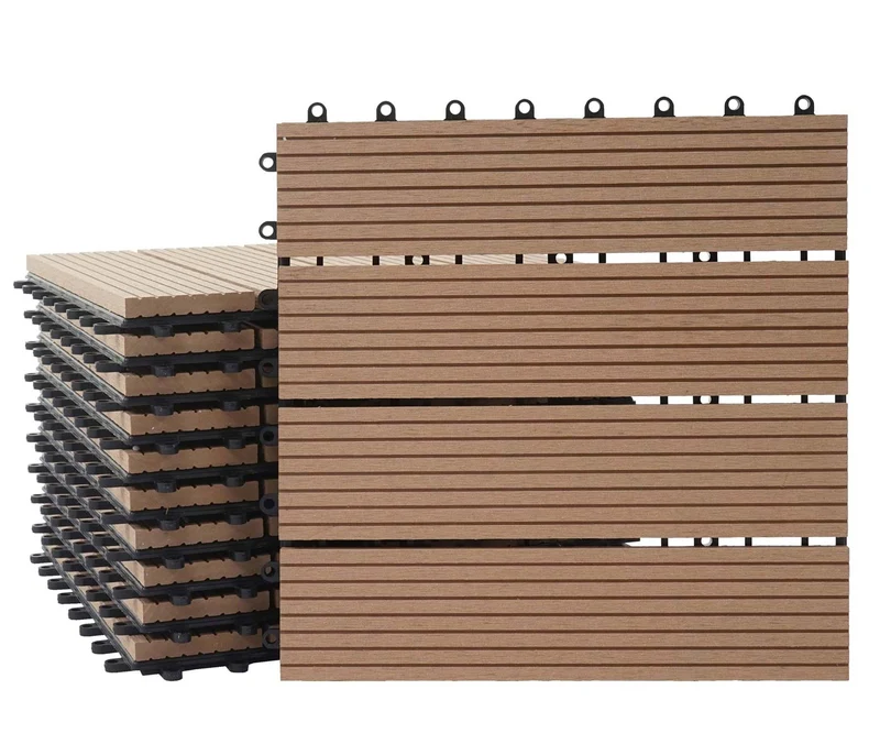 Dalles de terrasse x11 aspect bois en WPC 30x30cm clipsable 1m² balcon jardin extérieur 04_0005500