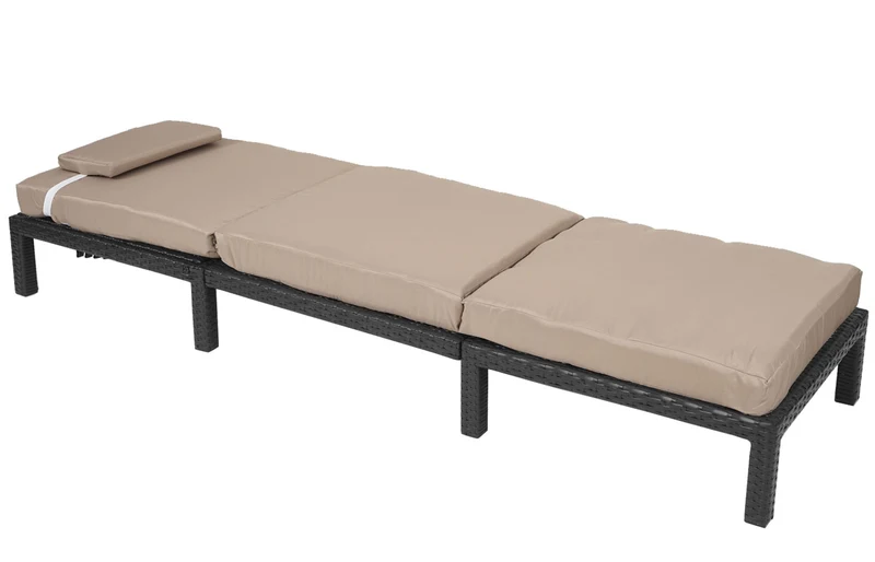 Transat chaise longue bain de soleil jardin en polyrotin anthracite avec coussin 04_0004236