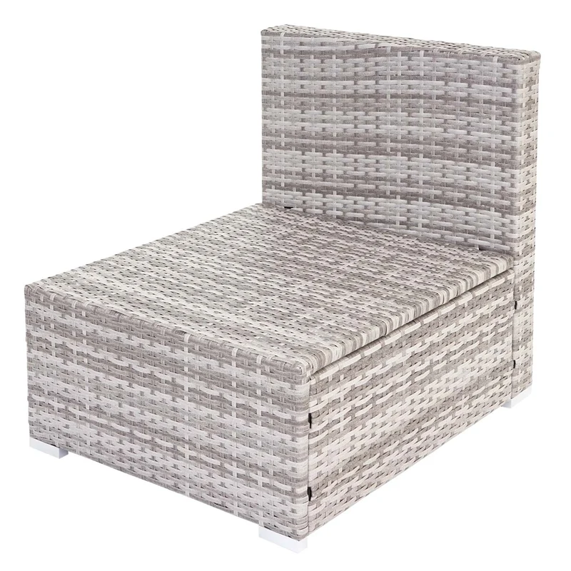 Salon de jardin en polyrotin pour jardin terrasse balcon avec fauteuils canapé table gris coussin crème 04_0004179