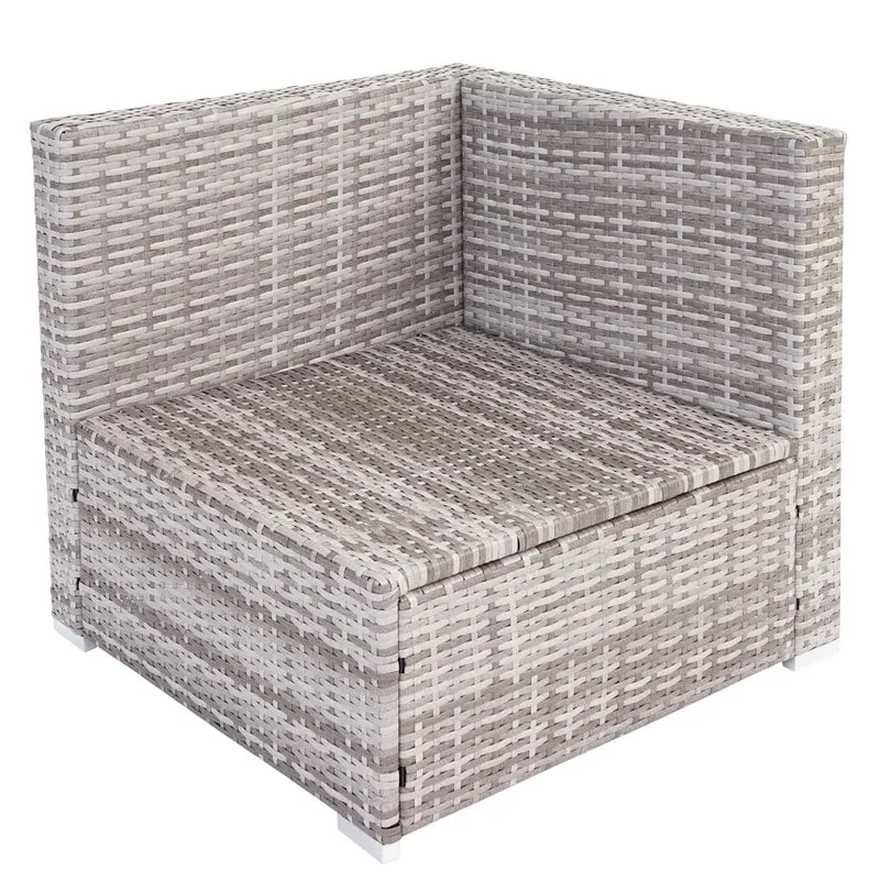 Salon de jardin en polyrotin pour jardin terrasse balcon avec fauteuils canapé table gris coussin crème 04_0004179