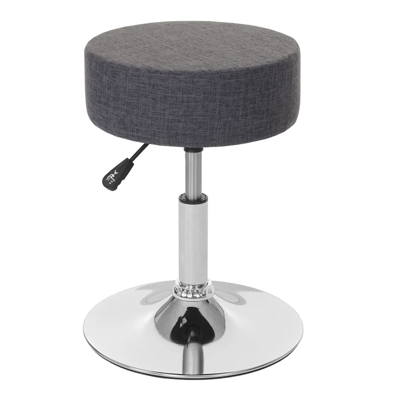 Tabouret siège polyvalent hauteur réglable pivotant Ø 35cm tissu gris 04_0005334