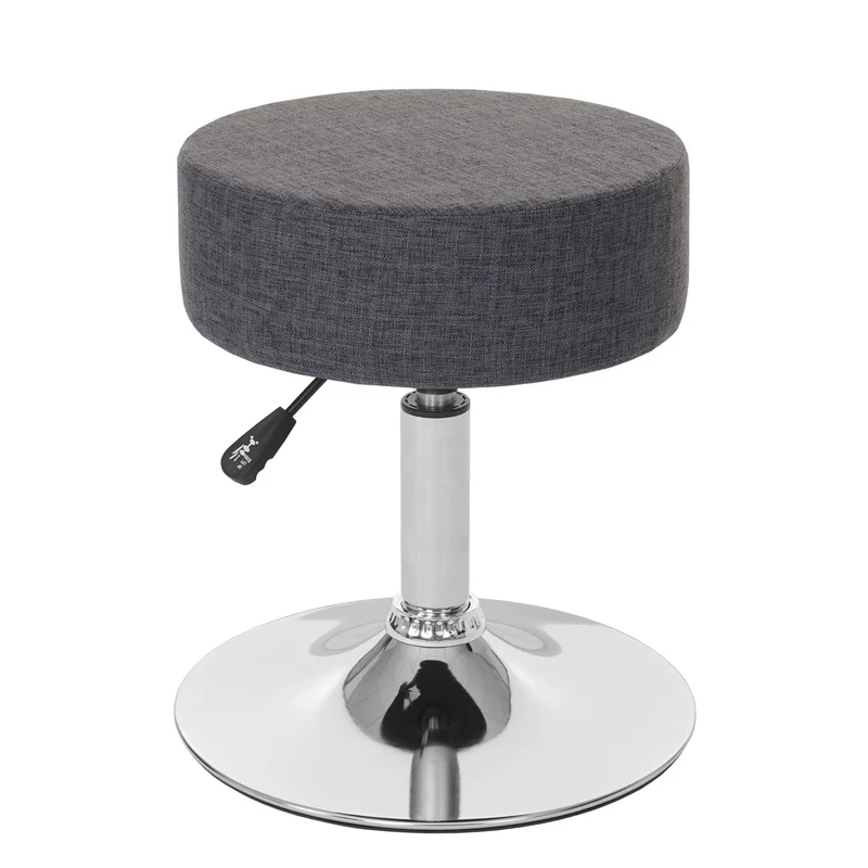 Tabouret siège polyvalent hauteur réglable pivotant Ø 35cm tissu gris 04_0005334