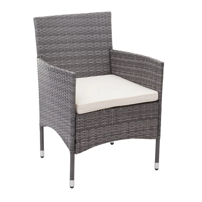 Salon de jardin balcon jardin en polyrotin gris canapé fauteuils table coussin crème 04_0004210
