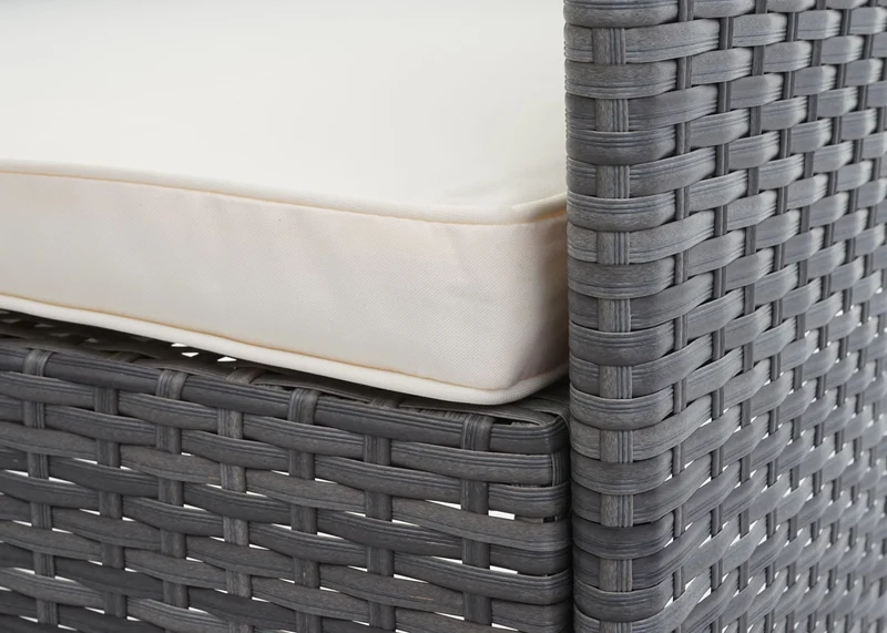 Salon de jardin balcon jardin en polyrotin gris canapé fauteuils table coussin crème 04_0004210