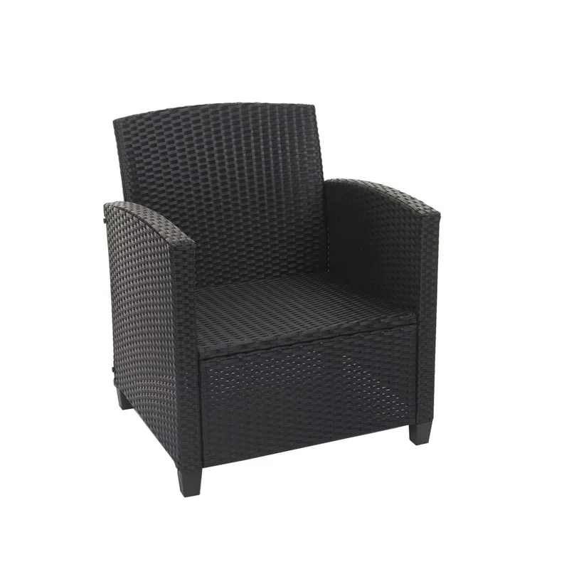 Salon de jardin en polyrotin terasse balcon canapé fauteuils coussins et table basse anthracite 04_0005632