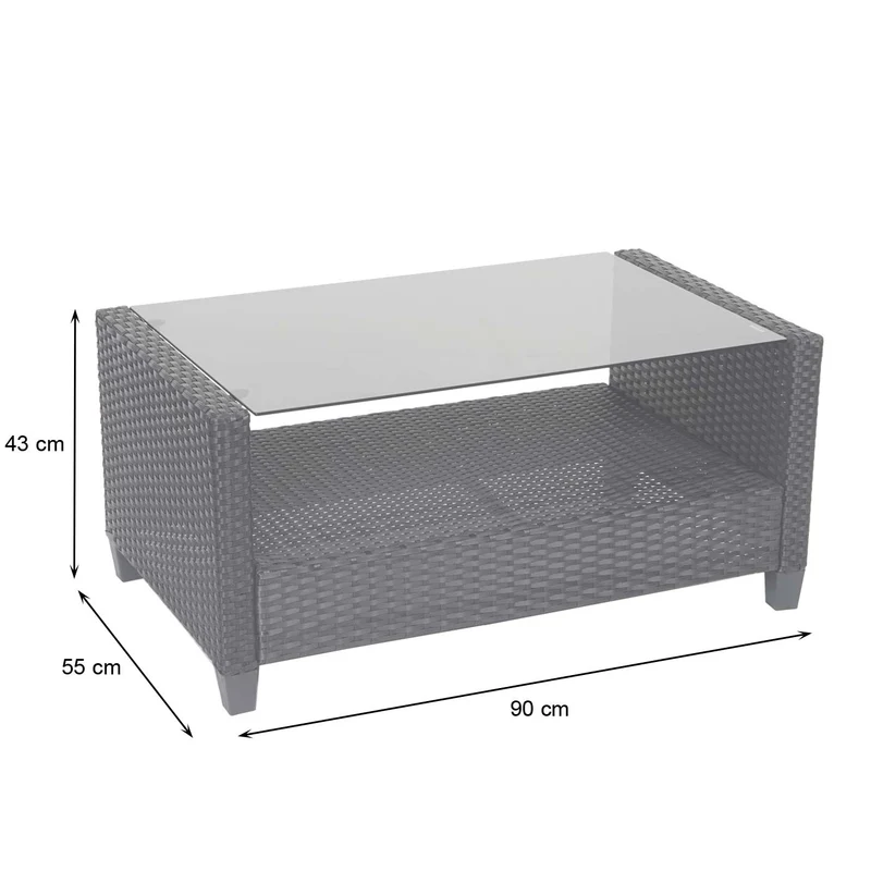Salon de jardin en polyrotin terasse balcon canapé fauteuils coussins et table basse anthracite 04_0005632