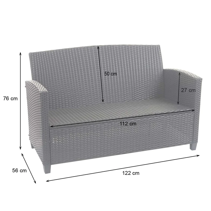 Salon de jardin en polyrotin terasse balcon canapé fauteuils coussins et table basse anthracite 04_0005632