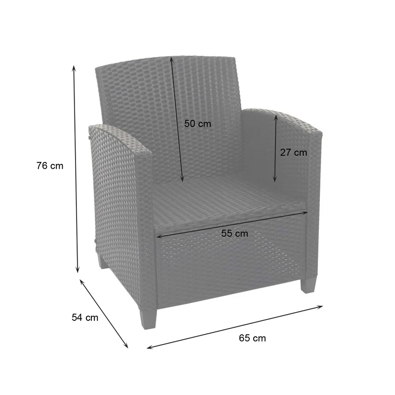 Salon de jardin en polyrotin terasse balcon canapé fauteuils coussins et table basse anthracite 04_0005632