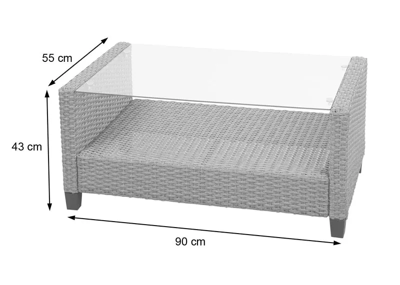 Salon de jardin en polyrotin terasse balcon canapé fauteuils coussins et table basse gris-brun 04_0005630