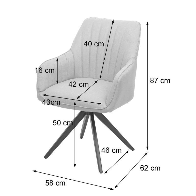 Chaise de salle à manger fauteuil de bureau en tissu gris-brun en acier design rétro 04_0002278