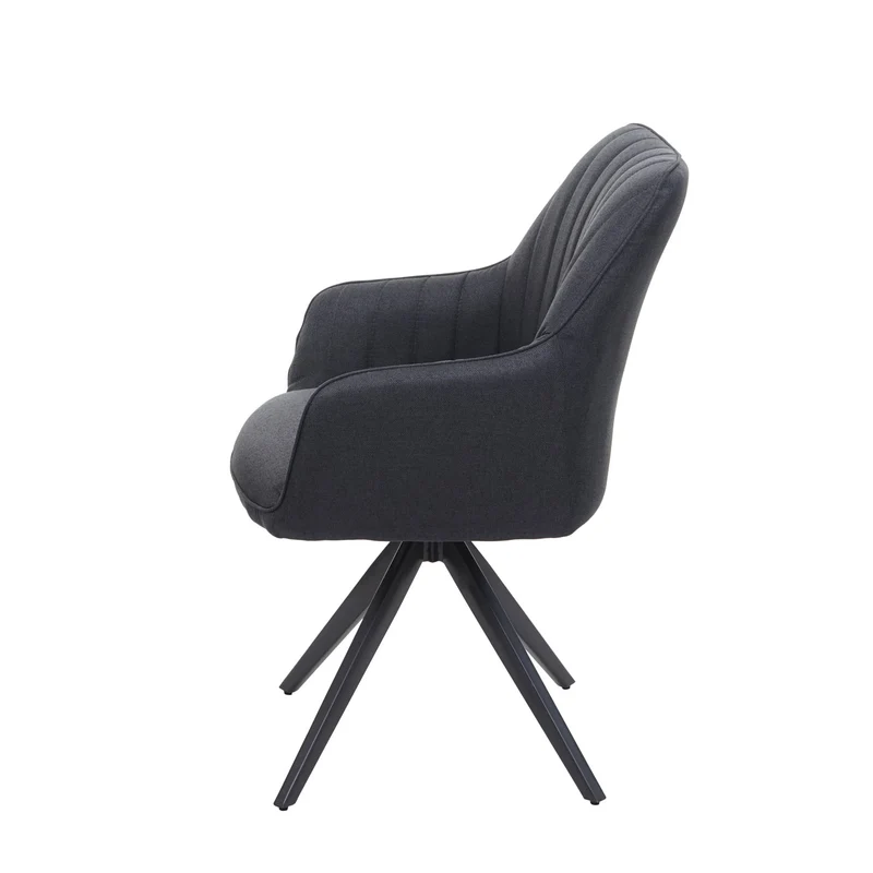 Chaise de salle à manger fauteuil de bureau en tissu gris foncé en acier design rétro 04_0002277